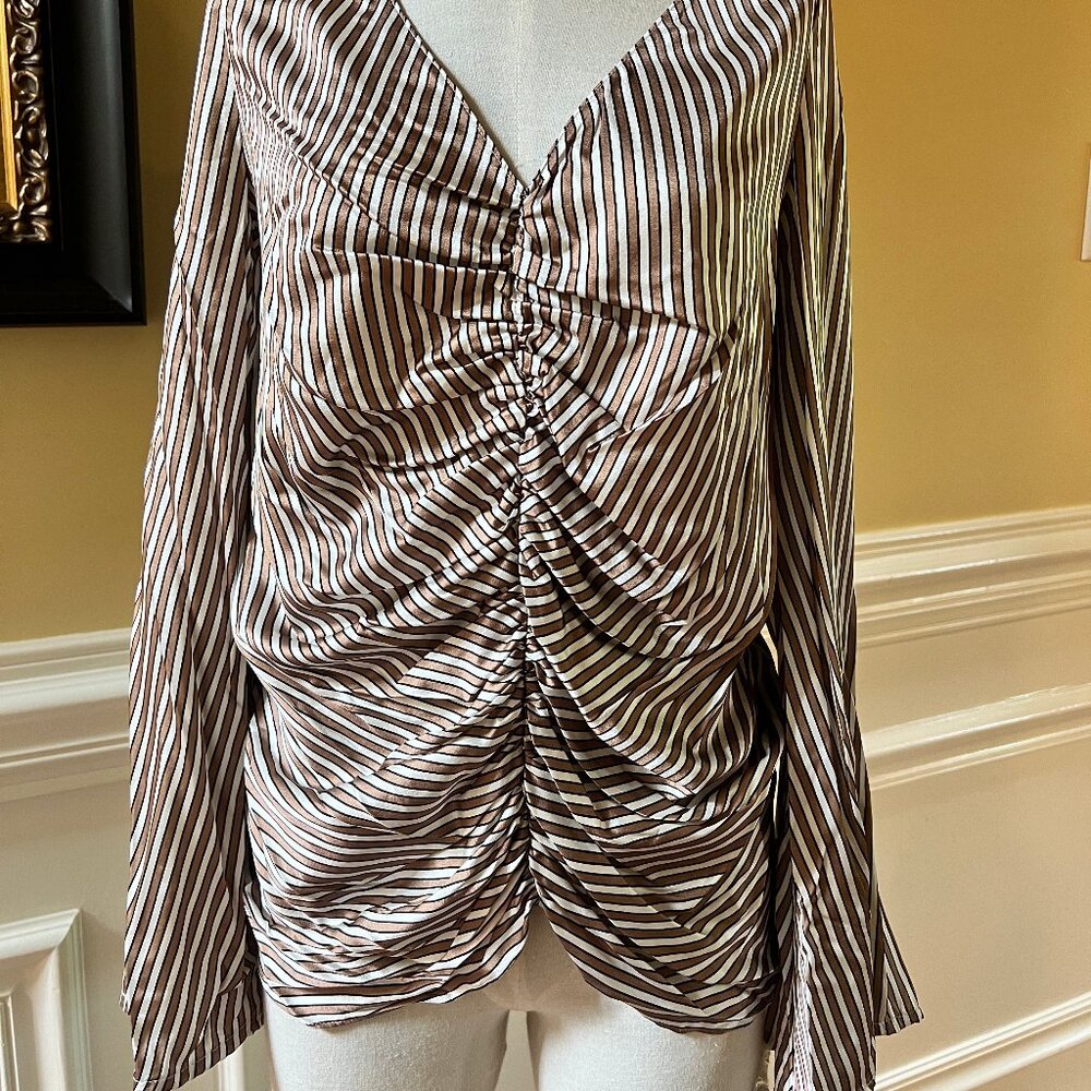Caroline Constas Striped long sleeve silk top